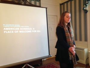 Jacqueline Russell (Camden Hills Regional High School) presents to Gov. LePage 